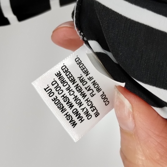 Dana Bachman black and white horizontal stripe sleeveless blouse size XL accent - Picture 6 of 7